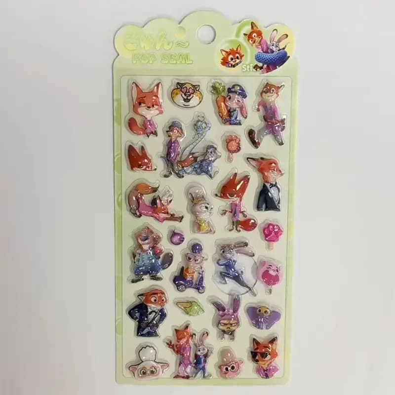 Adesivi 3D in Rilievo di Zootopia, Decorazioni Kawaii per Telefono e Laptop, Decalcomanie a Bolle di Judy e Nick, Regalo Giocattolo