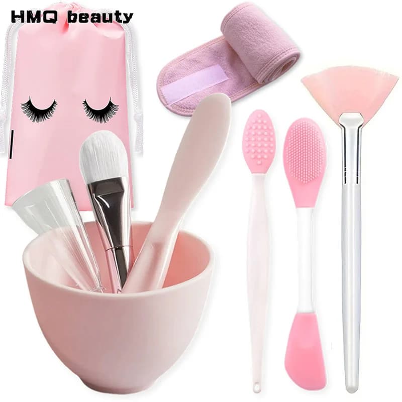 9 pcs/set Silicone Face Mask Mixing Bowl Set Applicator for Face Spatula Mask Knitting Mask Portable Mixing Brush Beauty Tool