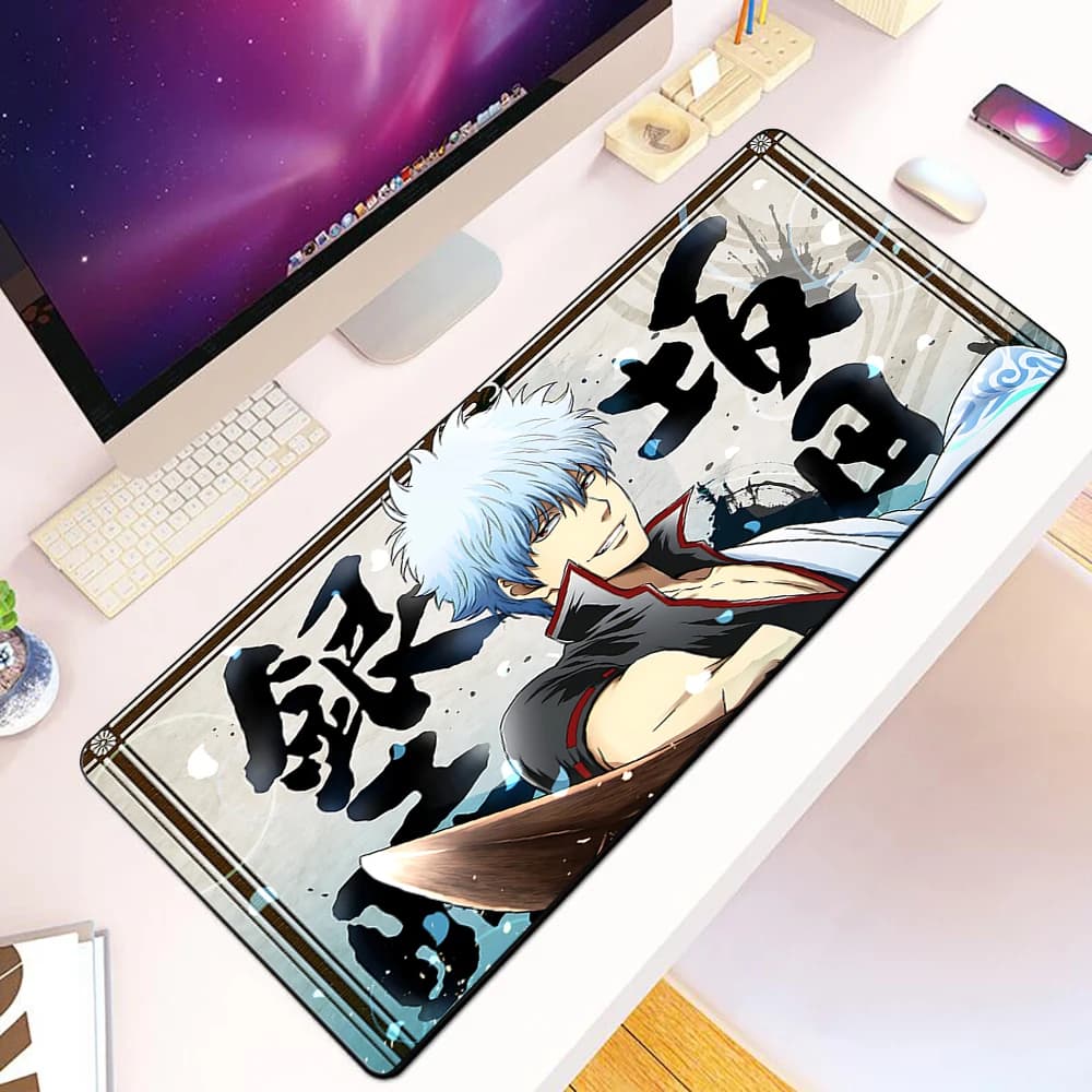 Tappetino per mouse classico e divertente con stampa HD di Gin Tama, per giocatori di computer, con bordi bloccabili, antiscivolo, XXL 90x40 cm, per tastiera e scrivania PC