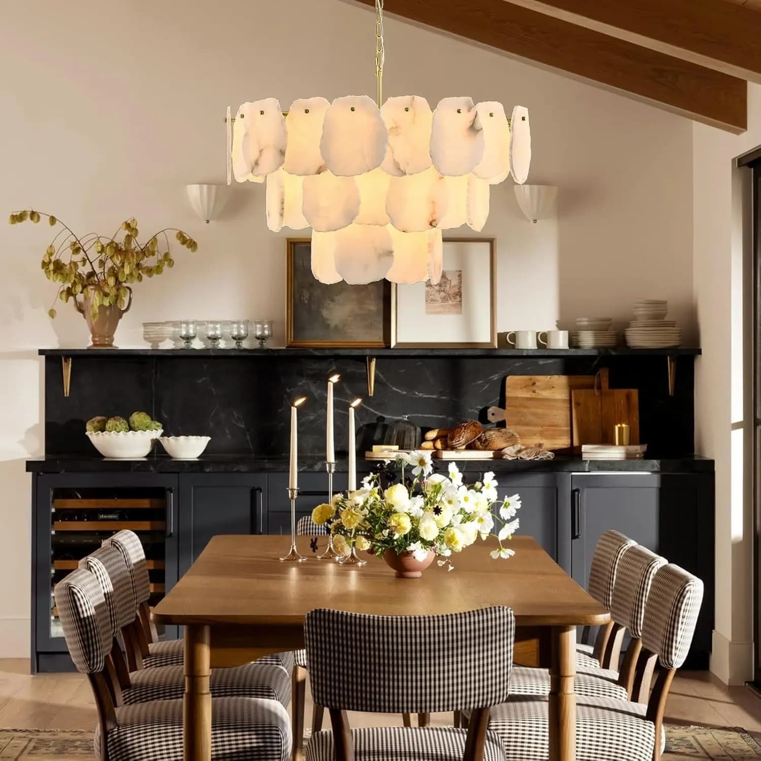 Lampadario rotondo in marmo per sala da pranzo camera da letto soggiorno ottone alabastro soffitto catena lampade a sospensione lampada lampadari ad anello