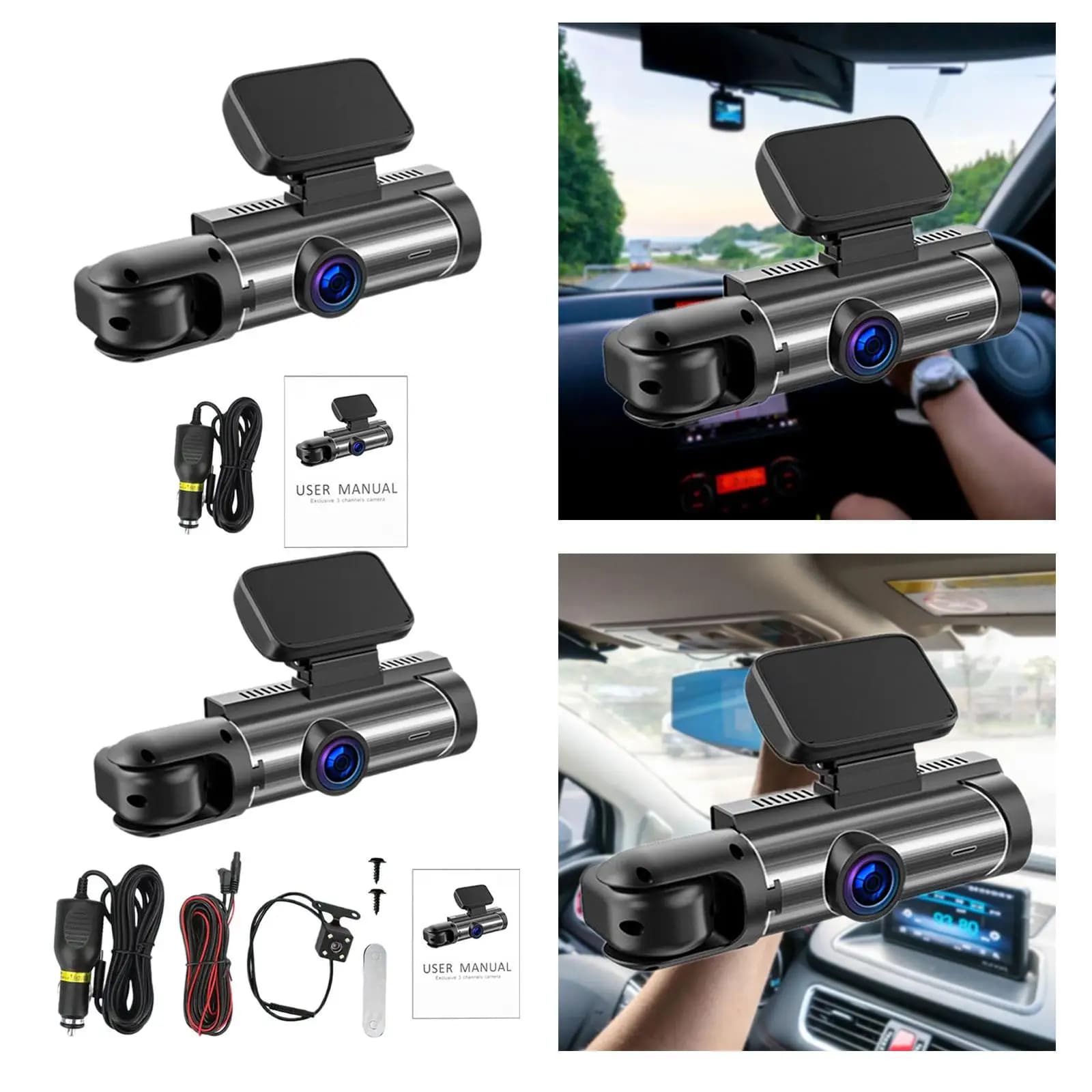 Front Dashboard and Rear 1080P Camera with Motion Detection, Loop Recording and Wide Auto Angle