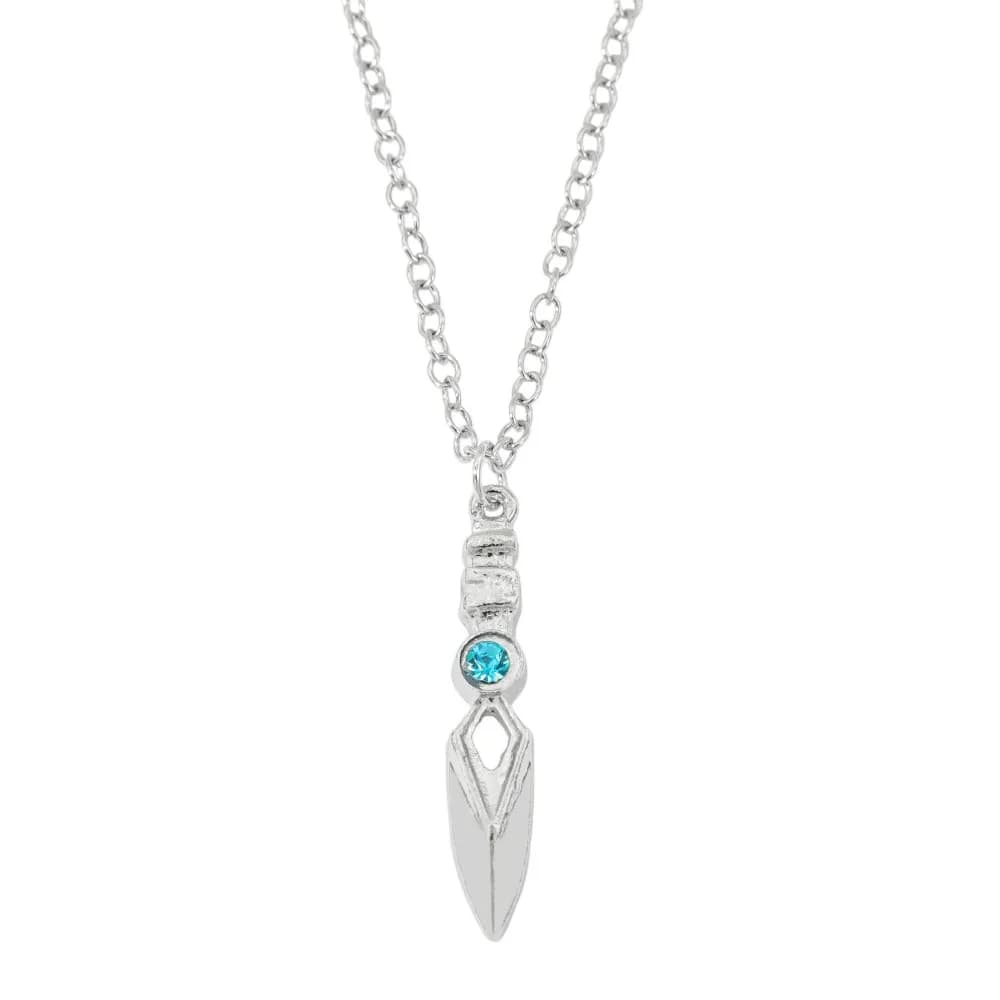 Collana Valorant Jett Cosplay Unisex, Ciondolo a Forma di Coltello Blade Storm con Cristallo Blu, Accessori Moda, Regalo
