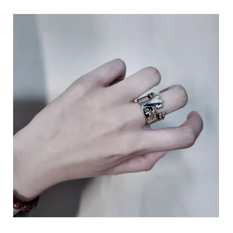 Anello di lusso di alta gamma con zirconi e diamanti a forma di stella, combinazione d'amore, apribile, per coppia, da indossare in due modi, stile di nicchia