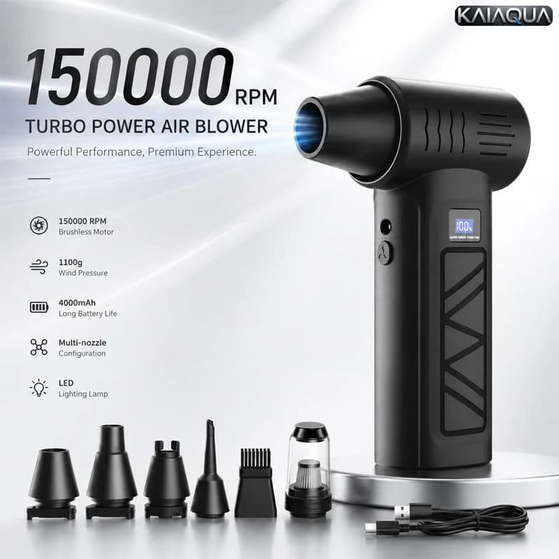KaiAqua S12 Turbo Jet Fan 150000RPM Brushless Blower Powerful Electric Air Blower Vacuum Dust Cleaner Portable Violent Fan Snow