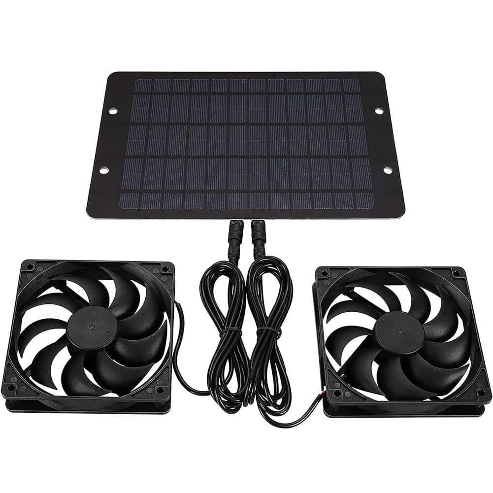 Ventilatore ad energia solare 12V 10W Ventilatore di scarico doppio impermeabile per ventilatore di ventilazione elettrico in serra da campeggio con rete protettiva