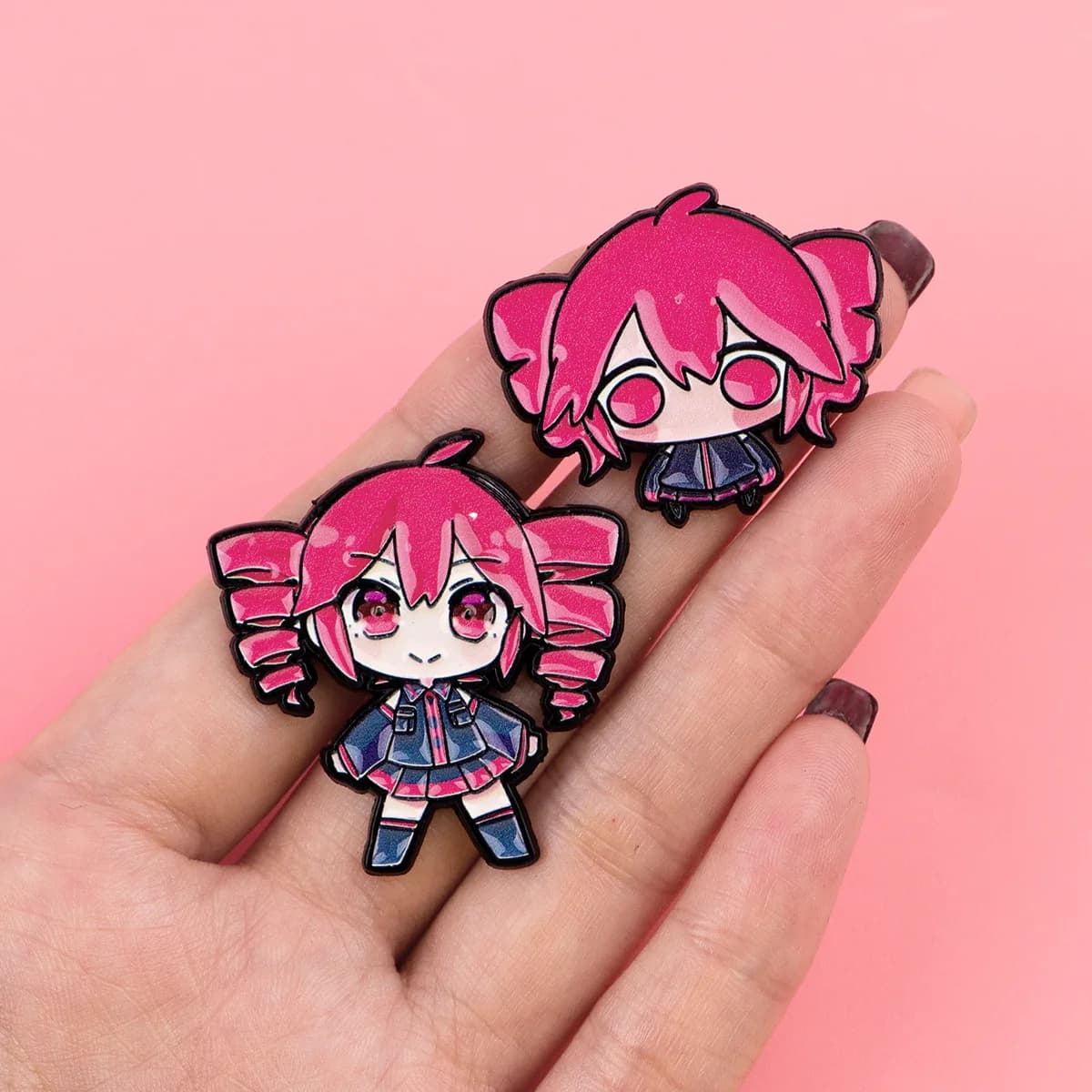 2 Pezzi Spilla in Smalto Anime Kasane Teto, Personaggi Cartoon Ragazza Carina, Distintivi Manga per Zaino, Vestiti, Risvolto, Accessori Decorativi