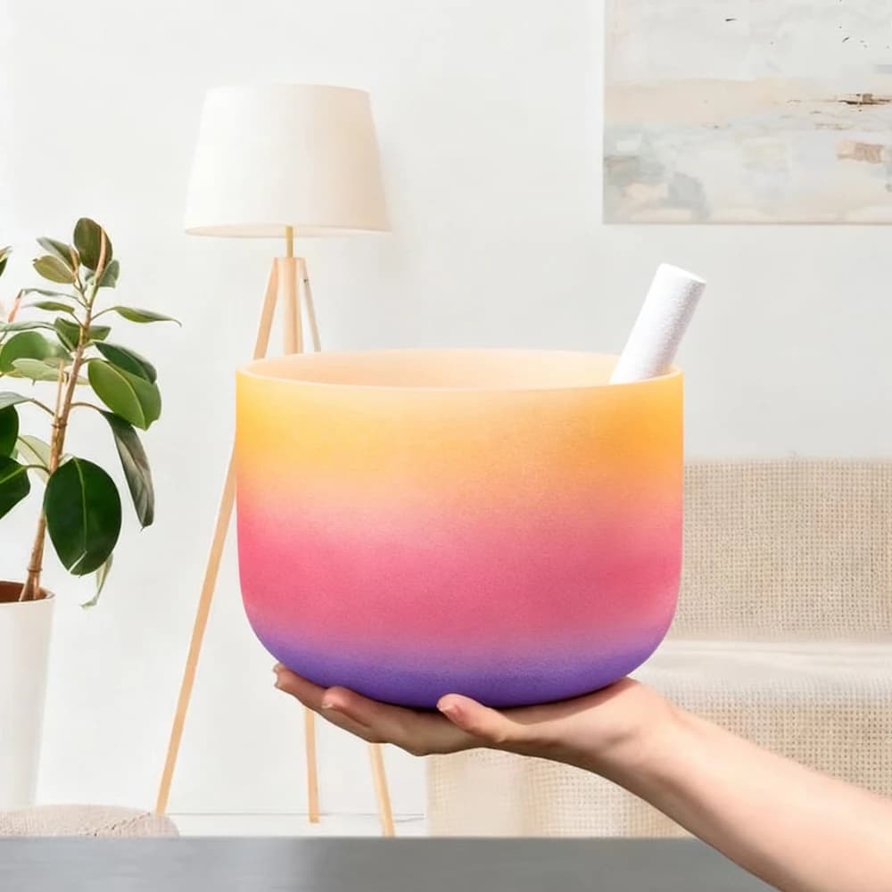 Hye-eun Rainbow Meditation Musical Instruments 8inch 440hz/432hz Crystal Singing Bowl Spiritual Mindfulness Sound Chakra Bowls