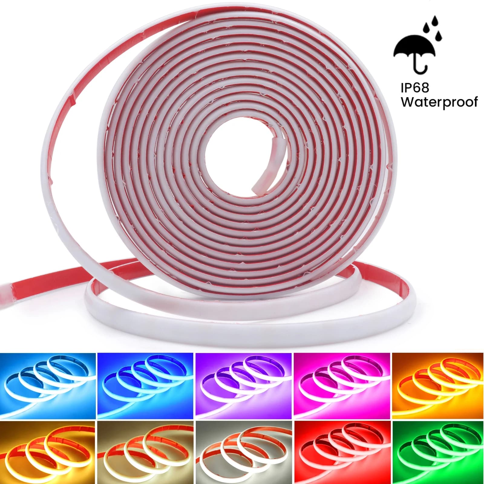Waterproof IP68 12V High Brightness LED Strip 320LED/M Red Green Purple Pink 3000K 6000K for Neon Tape for Garden Decorations