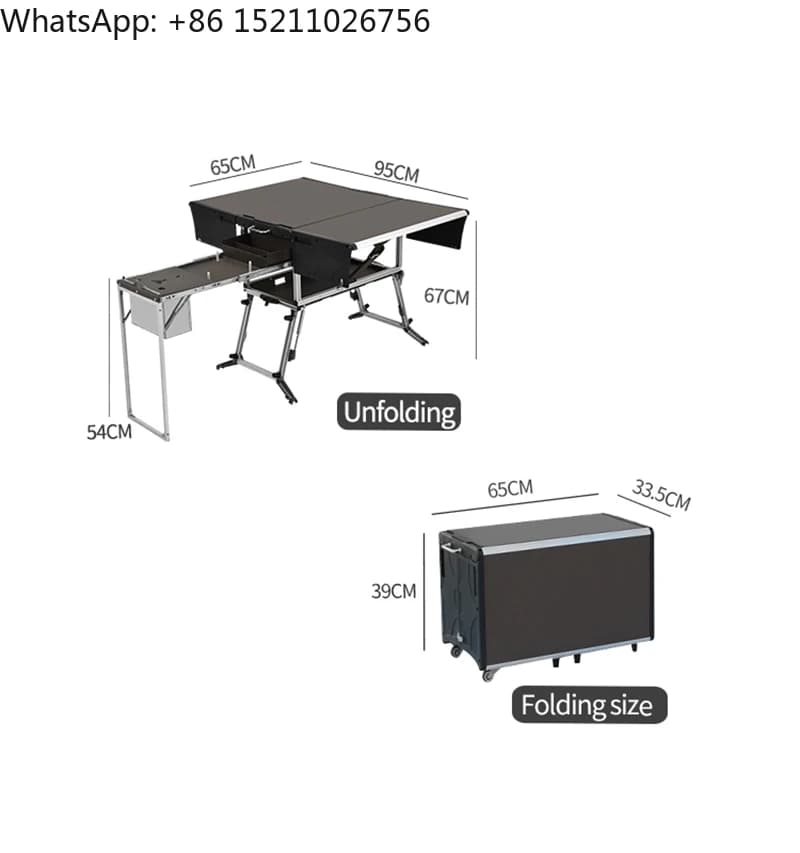 Camp Aluminum Kitchen and Rv Kitchen Bulin C650 Outdoor Equipped Picnic Table Folding Camping Stove Camping Mobile Kitchen