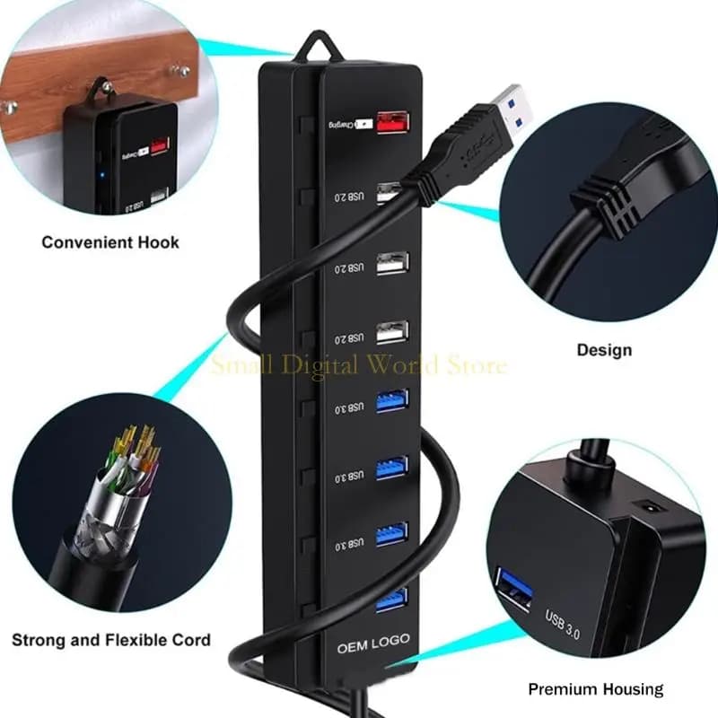 77UB USB HUB 8 Porta USB Hub USB Splitter USB con interruttori individuali Alimentazione