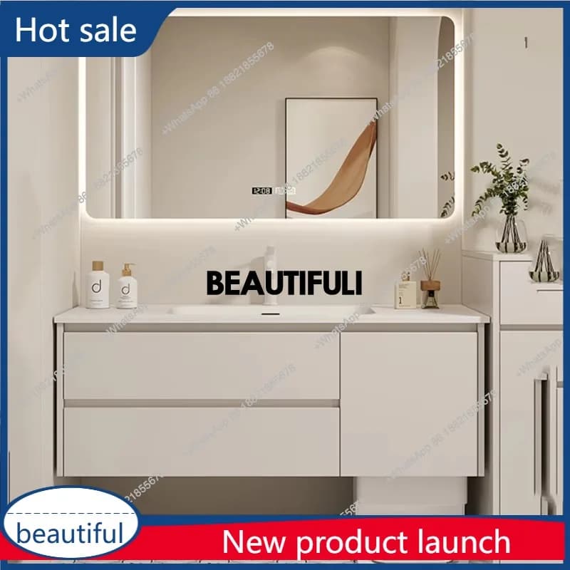 A13 Specchio moderno Mobile da bagno Illuminazione a LED Toilette bianca Trucco Bagno Vanity Salvaspazio Legno Meuble Salle De Bain Furni