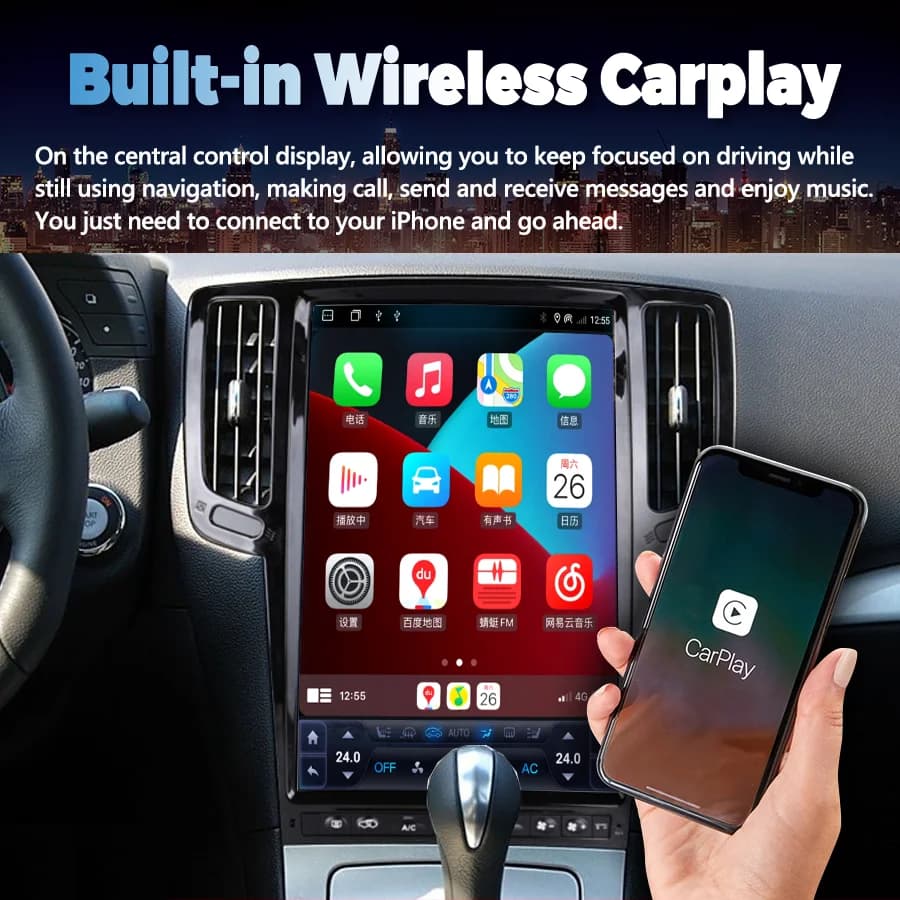 14.5" Android Head Unit For Infiniti Q60 G25 G37 G37S 2005-2019 Multimedia Player 4G WiFi Auto Carplay Stereo Car GPS Navigation