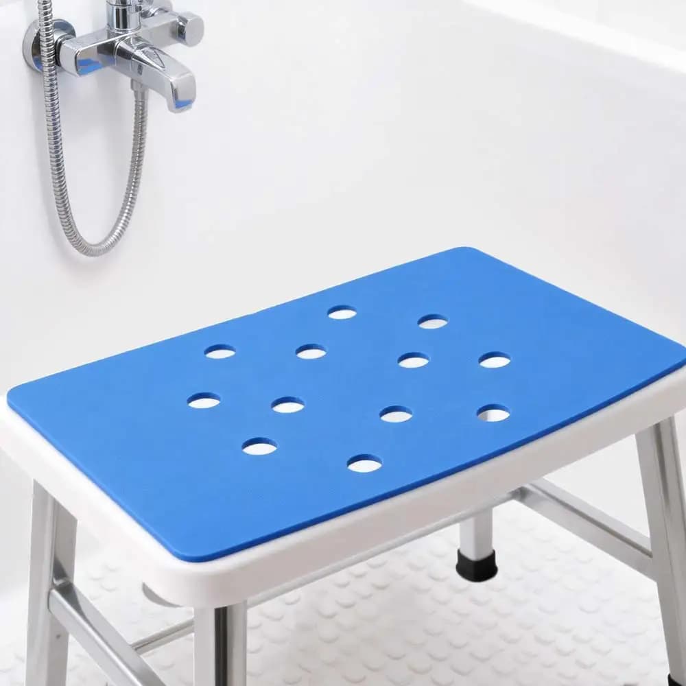 Cuscino Ergonomico Antiscivolo in EVA per Sgabello da Bagno con Fori di Drenaggio, Cuscino per Sedile Doccia Blu, Impermeabile e Rimbalzante