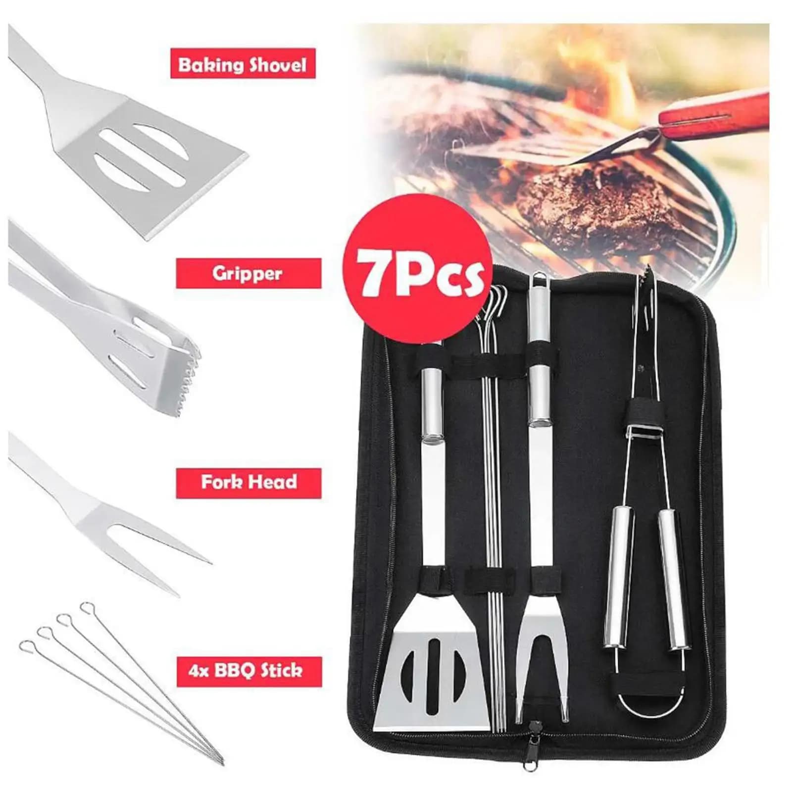 barbecue Tool Fork Skewers Barbecue Grilling in Portable Bag