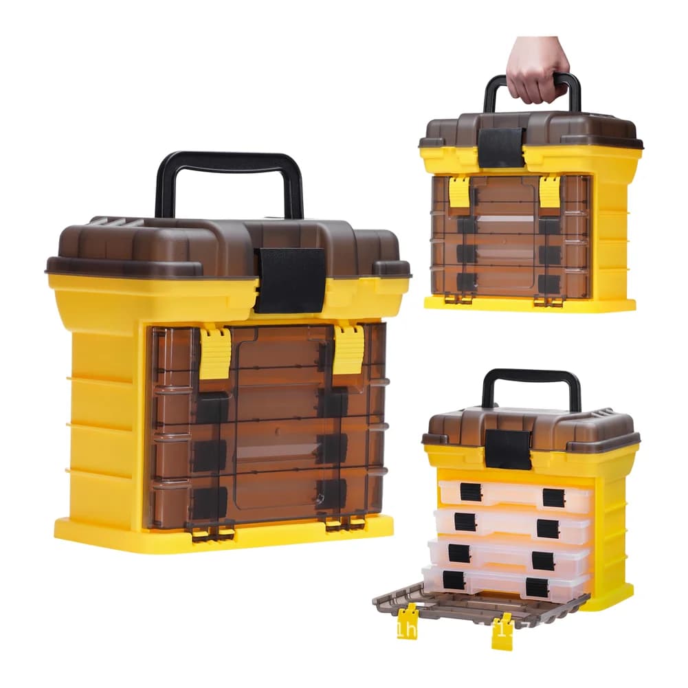 Bag Box, Fishing Equipment Container Water Resistant, Multilayer Organizer with Drawers