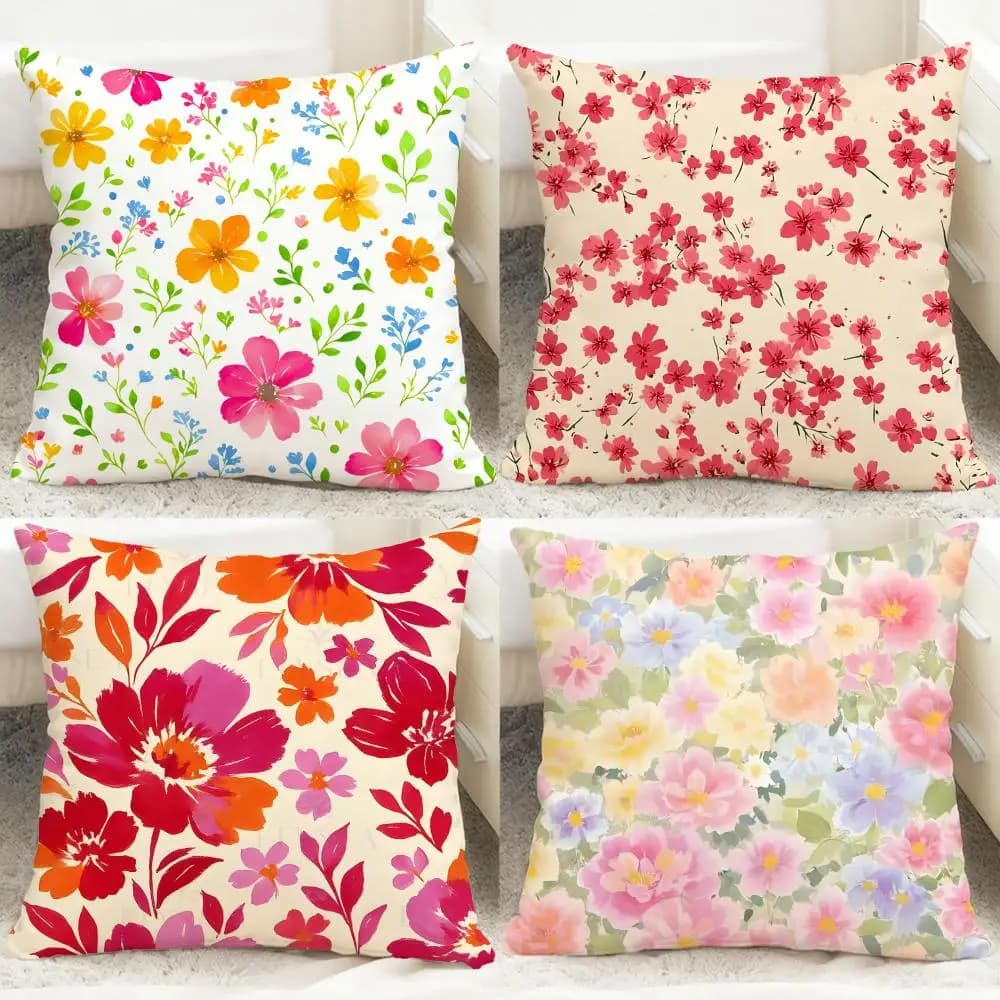 Fodera per cuscino con motivi floreali e vegetali, comoda e reversibile, ideale per auto, divano, camera da letto e altro ancora