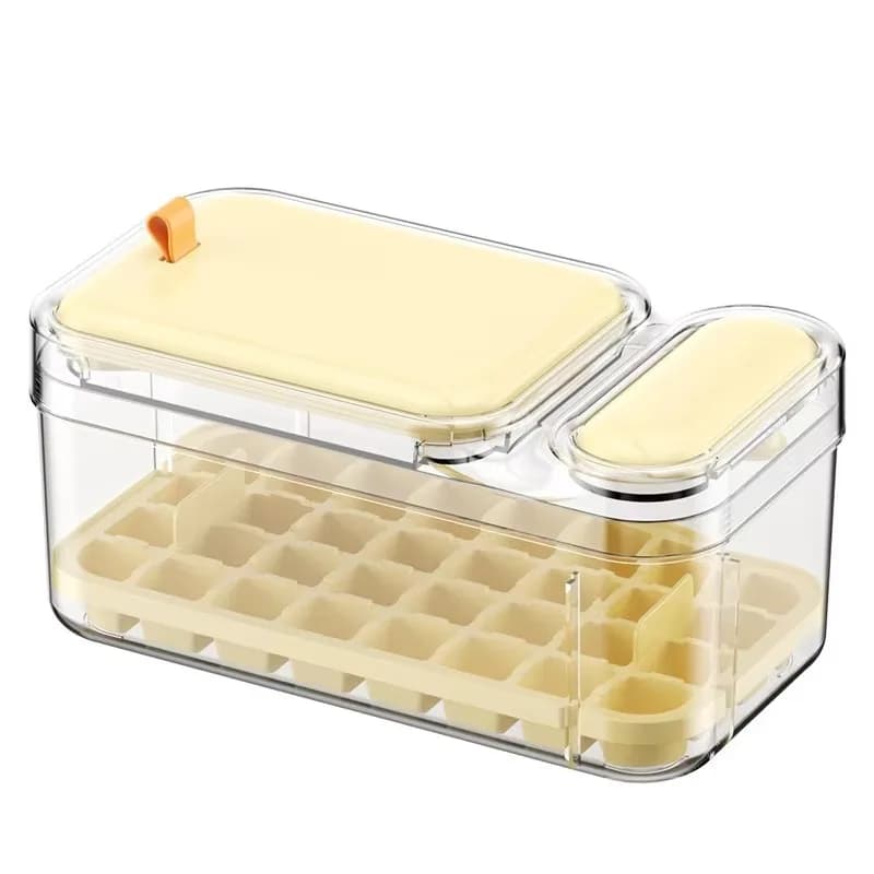 Contenitore per ghiaccio a congelamento rapido con stampo per cubetti di ghiaccio in silicone con pressatura in plastica all-in-one sostenibile con set di macchine utensili per gelato a pala