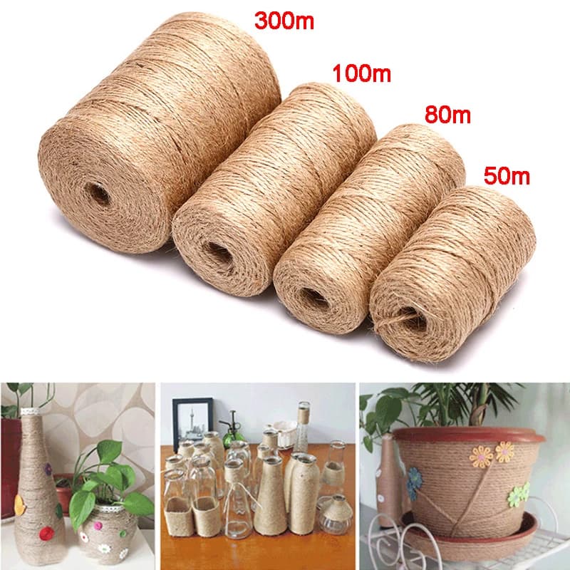 1 Roll Hemp Rope 30m/80m/100m/300m Handmade Natural Hemp Linen Cord Twisted Burlap Jute Twine Rope String DIY Craft Decor