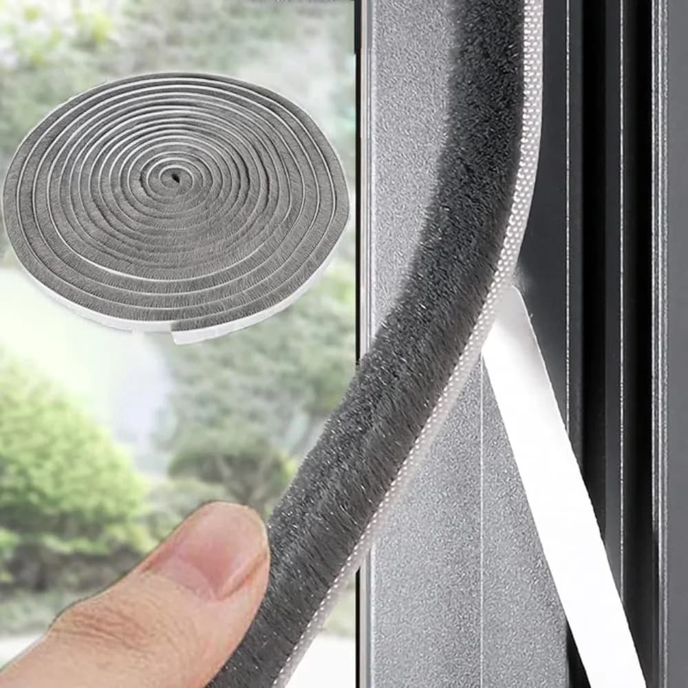 Guarnizione Adesiva da 10M per Telai di Porte e Finestre Scorrevoli, Striscia in Plastica per Isolamento Acustico, Antipolvere e Resistente all'Usura