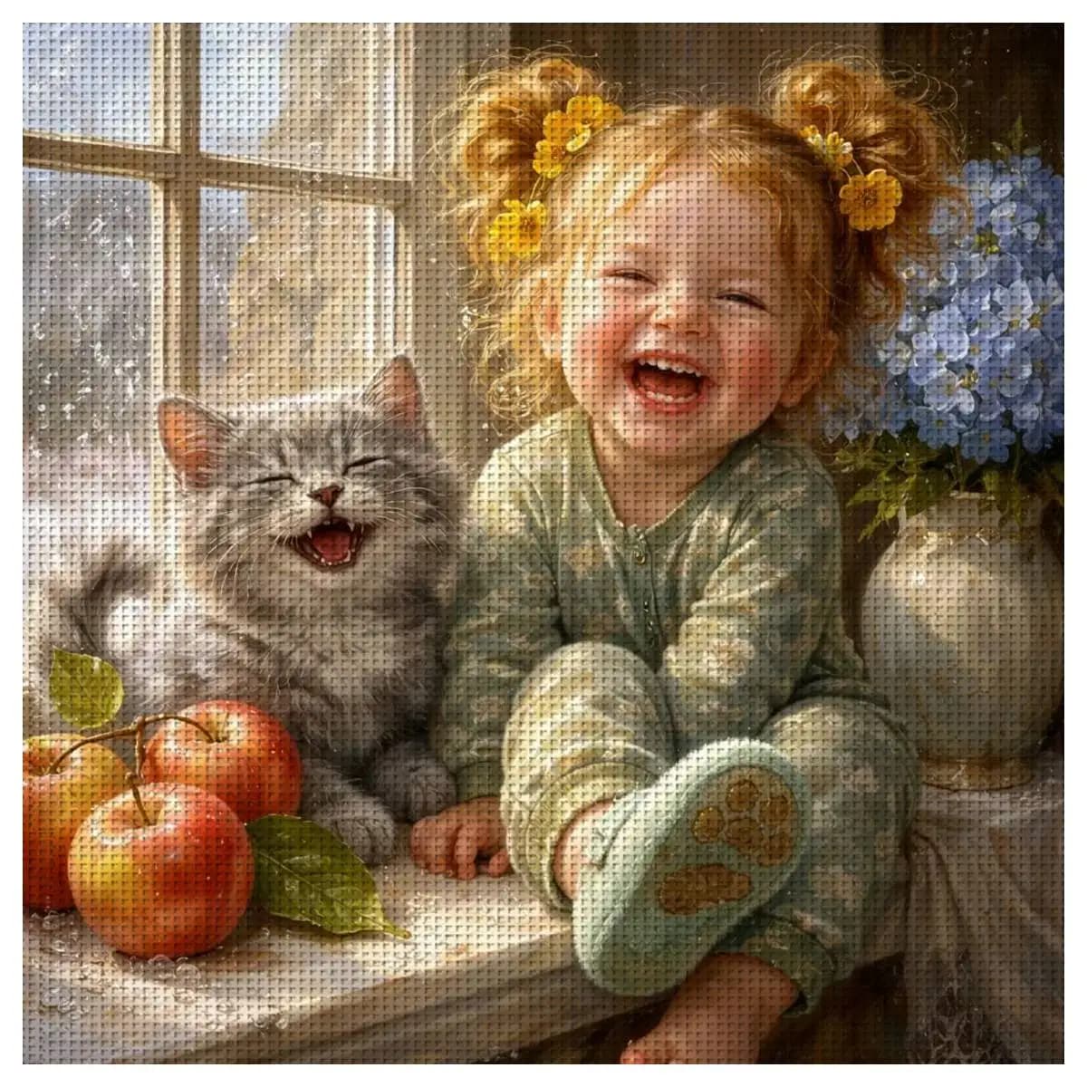 1pc 30X30CM/11.8inch Happy childhood Stamped Cross Stitch Kit DIY Kit 11/14/16CT DIY Embroidered Set DIY Cross-Stitch Set
