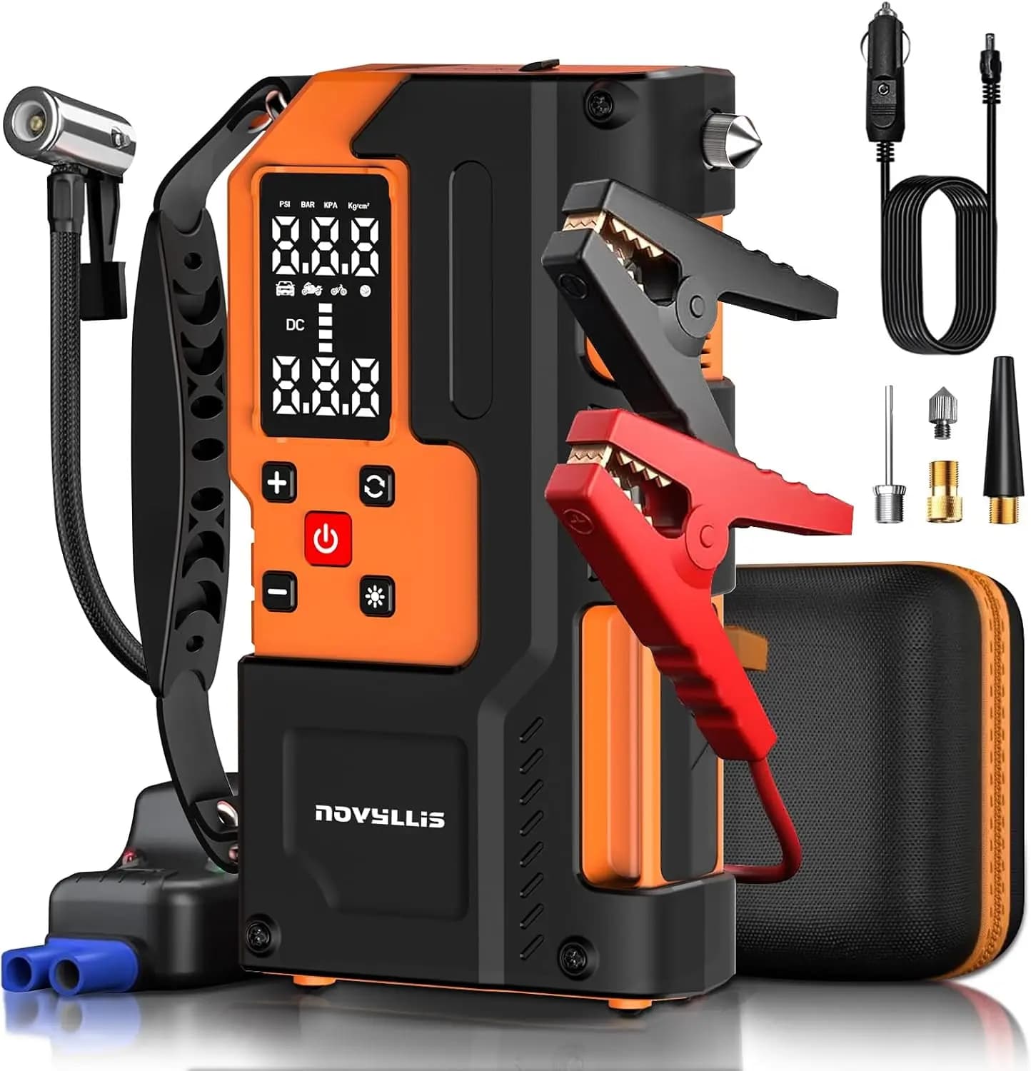 Avviatore di Emergenza 4000A con Compressore d'Aria, Power Bank 10000mAh, Luce LED SOS, Gonfiatore Pneumatici 150PSI