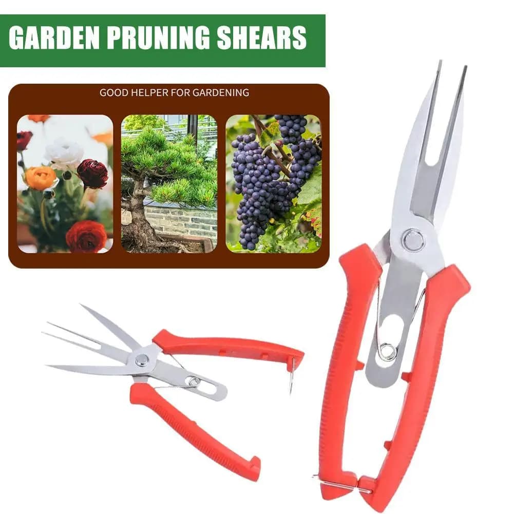 Forbici da giardinaggio a doppia lama con impugnature antiscivolo in acciaio inossidabile e strumenti multiuso per la potatura di rami, fiori e alberi da frutto