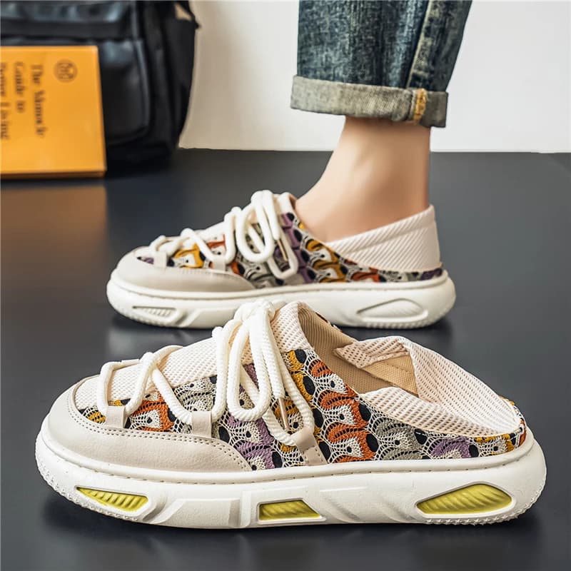 Sneakers piatte in tessuto, Scarpe da skateboard da uomo senza calcanteria, Ciabatte mule, Mocassini estivi aperti dietro, Scarpe casual da uomo, Sandali slide