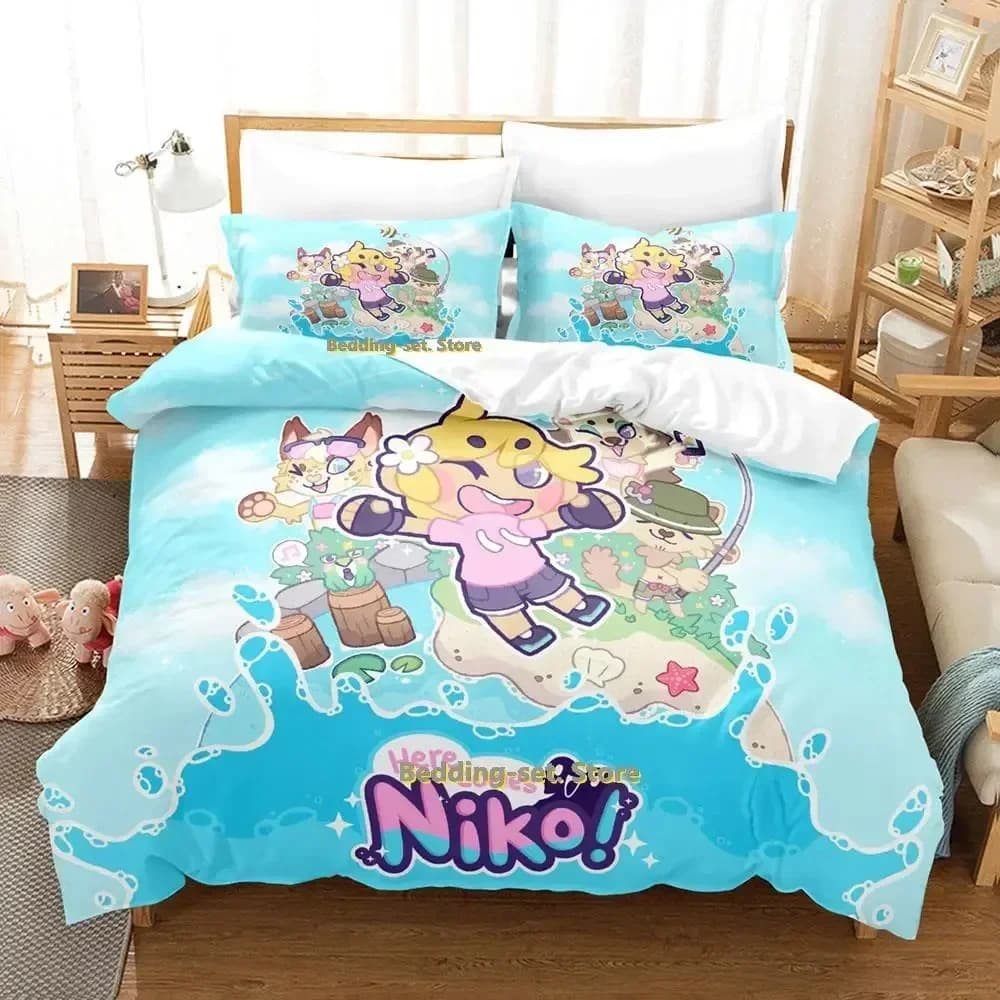Ecco che arriva Niko! Set di Biancheria da Letto per Letto Singolo, Matrimoniale, Queen, King Size, per Adulti e Bambini, Set Copripiumino Anime, Parure de Lit