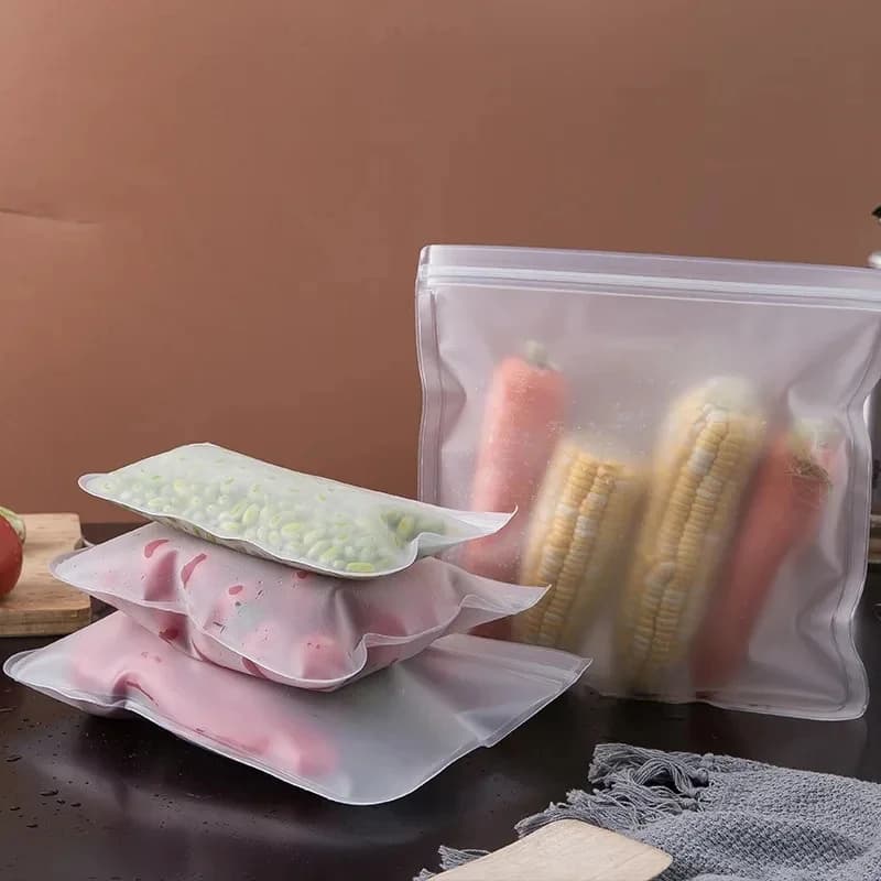 1-4pcs Silicone Food Storage Bag Containers Fresh Bag Reusable Stand Up Zip Shut Bag Leakproof Food Bag Fresh Wrap Ziplock Bag