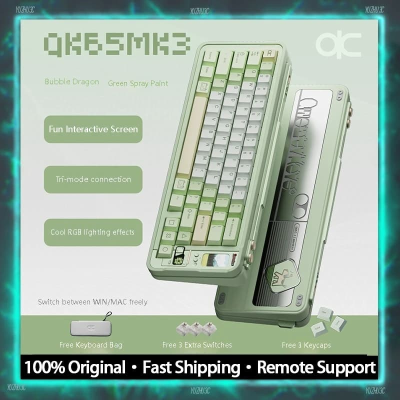 Tastiera Meccanica Personalizzata QK65MK3 65% Tri-Mode Wireless con Montaggio Gasket, Hot-Swappable, Keycaps PBT Dye-Sub e Peso in Acciaio Inossidabile