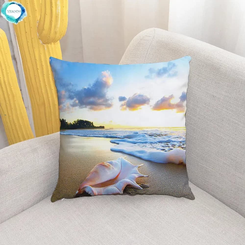 45x45 cm Onde del mare Federa da spiaggia Cuscino da ufficio Fodera per cuscino lombare per auto domestica creativa Fodera per cuscino vista mare