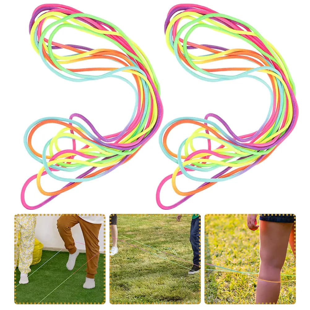 2Pcs Kids Jump Rope Rubber Skipping Bands Outdoor Exercise Fitness Training Jump Elastic Bands for Children Students