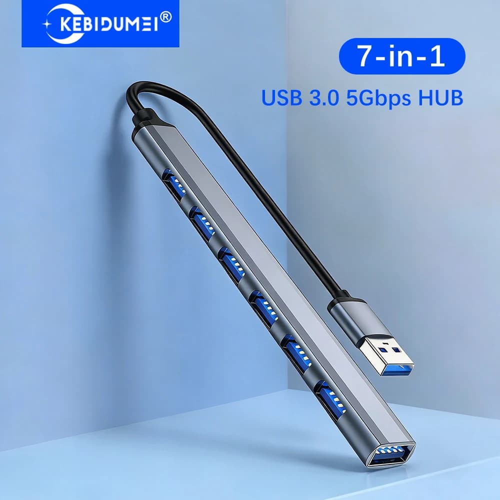 KEBIDUMEI Hub USB 3.0 a 7 porte Docking Station USB C Splitter USB 3.0 Trasmissione 5 Gbps Adattatore OTG TYPE-C per PC Laptop Macbook