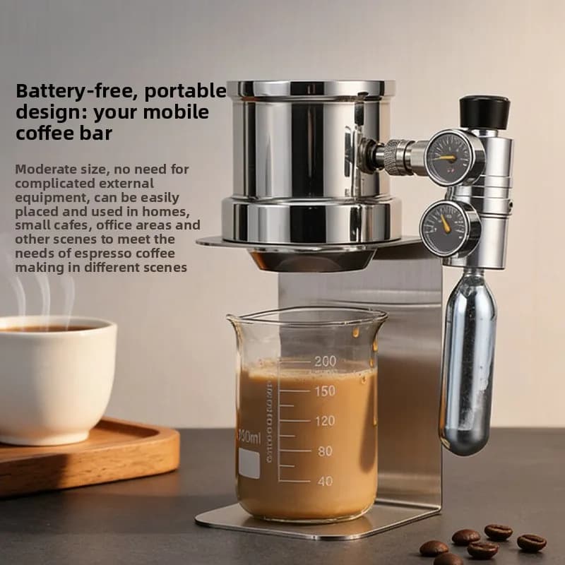 Pneumatic coffee machine, household dual pressure gauge, manual air flushing machine, non electric espresso machine