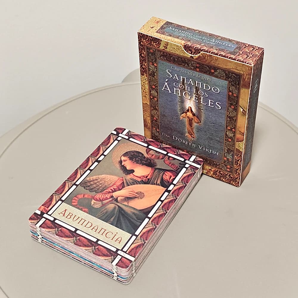 Guarigione con gli angeli Mazzo Oracle in lingua spagnola 44 carte Oracle 10,5 * 7,5 cm Ti aiuteranno a comunicare con i tuoi angeli