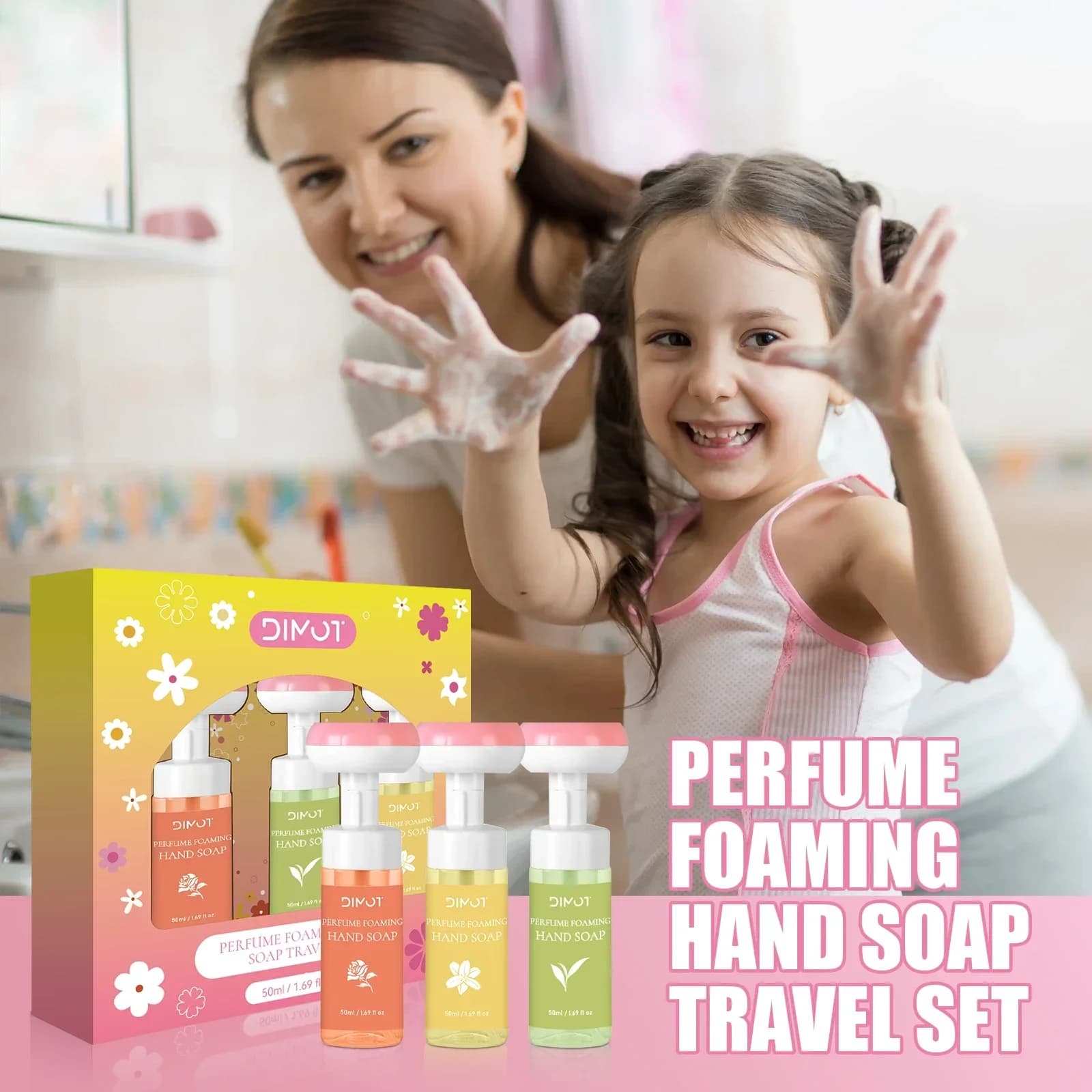 Pack of 3 soaps for hands in lemon scented foam: disinfectant for cleansing and moisturizing hands, safe and reliable, without alcohol for adults and children.