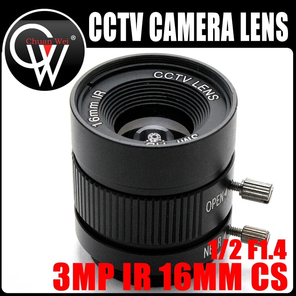 Obiettivo IR 3MP HD 16mm manuale 1/2 Iris C/CS Mount obiettivo industriale obiettivo telecamera CCTV per telecamera ip HD
