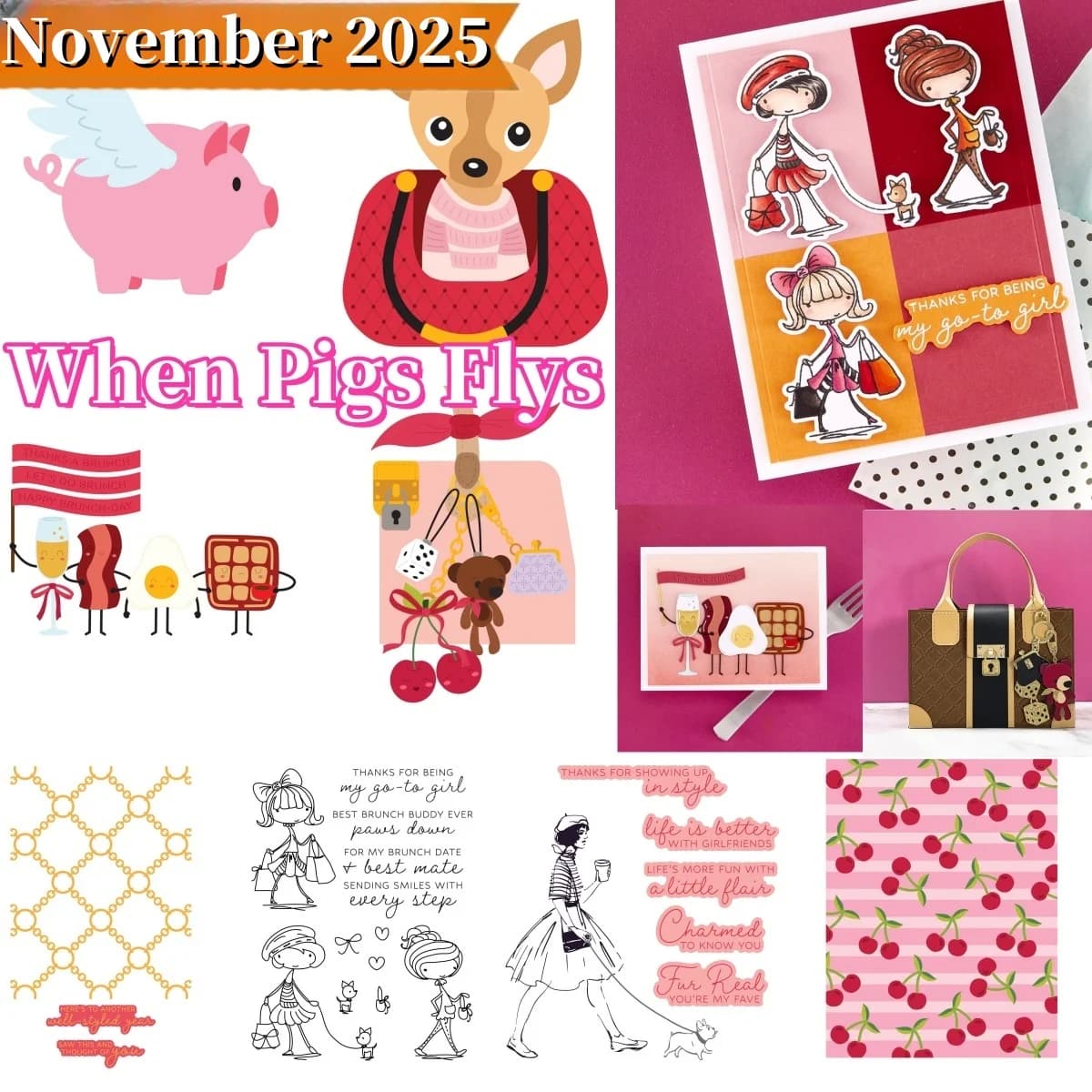 2025 When Pigs Flys New Cherry Girl Francobolli Metallo Fustelle Stencil Hot Foil Wax Stamper Per La Decorazione FAI DA TE Fare Scrapbook