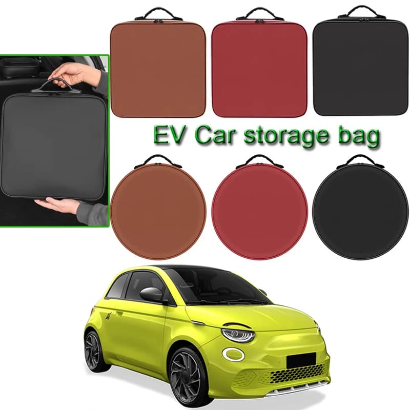 Per Abarth 500e 600e Portable EV Cavo di ricarica per auto Scatola di immagazzinaggio Cavi per caricabatterie per veicoli elettrici Borsa per il trasporto Accessorio impermeabile