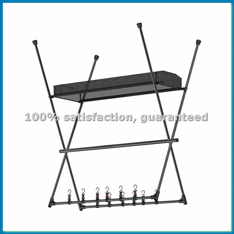 Supporto da campeggio pieghevole a tre barre ultraleggero, treppiede da viaggio, appendiabiti per accessori 50x68x88cm + borsa a rete -ABHG