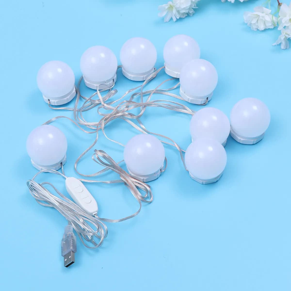 1Set Mirror Light Bulbs Adjustable White Warm Cool LED USB Powered Eye Safe Soft Light for Eyeliner Mascara