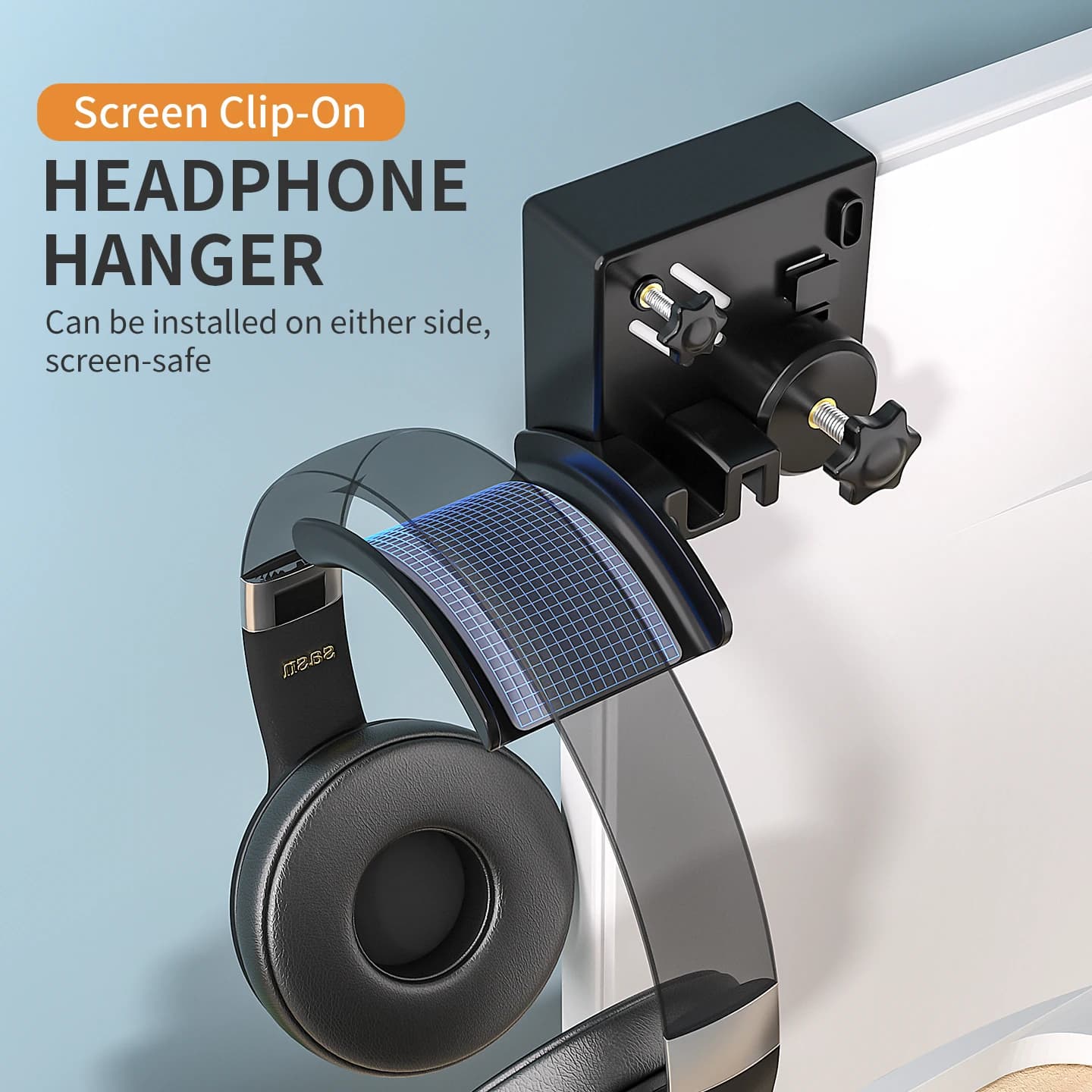 Support for PC Monitor Headphones, Computer Screen Plastic Hook, Gaming and Office Loading Door