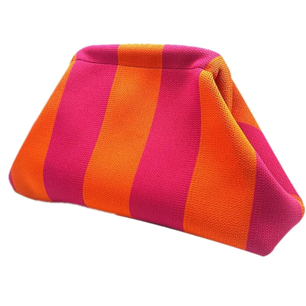 Borse Clutch da Donna Estate 2026, Borsa da Spiaggia Intrecciata all'Uncinetto, Borsa a Nuvola Arricciata a Righe, Pochette da Sera