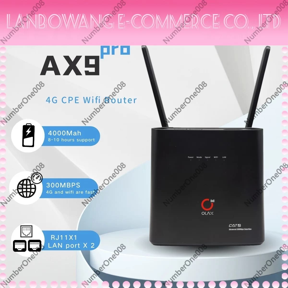 4G Wireless Router AX9 PRO B EU Version 4000mAh Detachable Antenna SIM Card Slot Car WiFi Hotspot