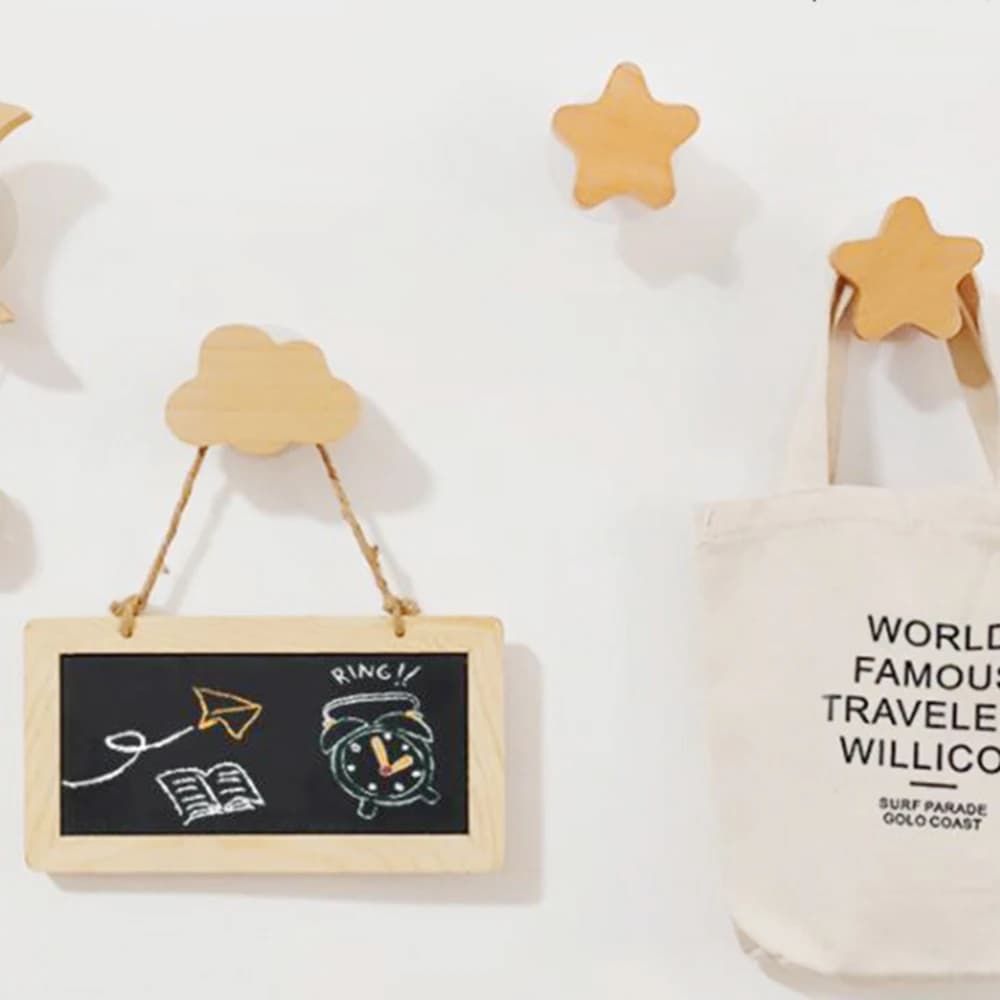 Ganci a forma di stella in stile nordico a forma di luna decorazione da parete appendiabiti in legno per asciugamani appendiabiti