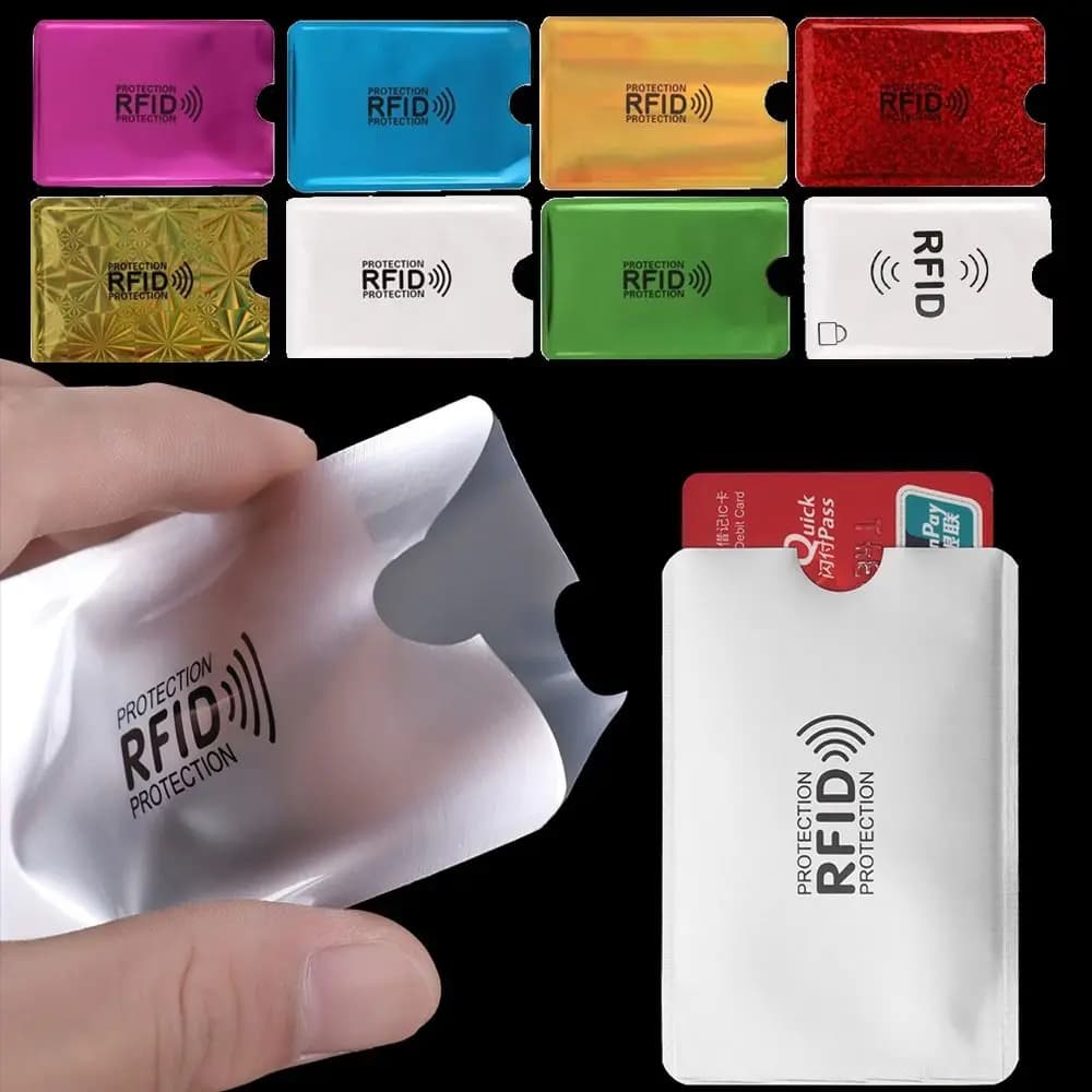 5 pezzi porta carte RFID antifurto lucchetto per lettore in alluminio colorato proteggi custodia protettiva per passaporto di sicurezza