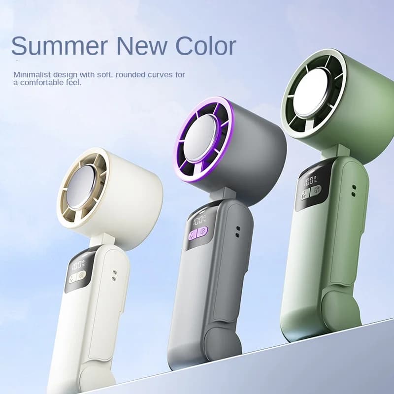 Portable Handheld Fan Ice Compress Cooling Personal Air Conditioner 100 Speeds LED Display Folding Desktop Neck Fan