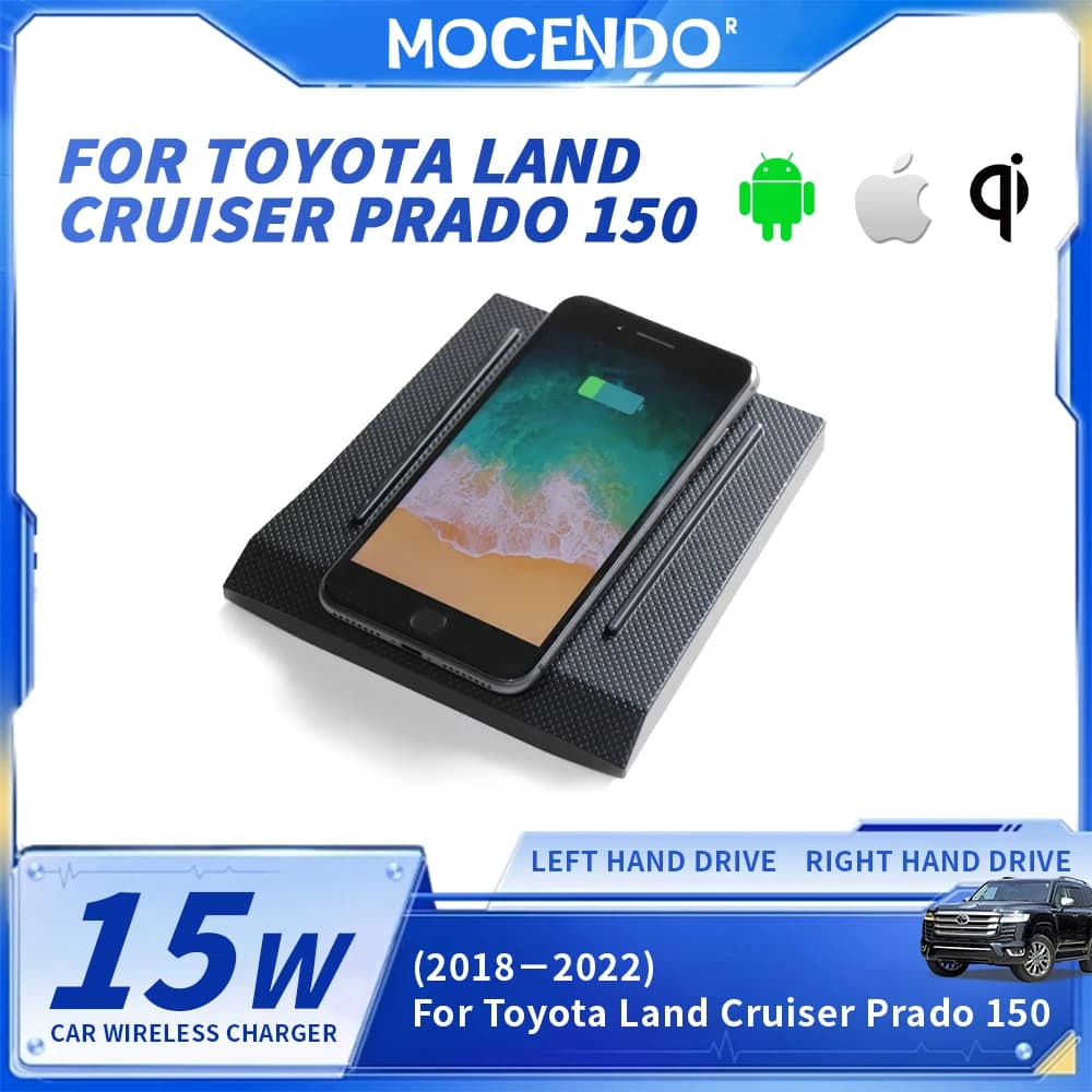 Per Toyota Prado 2018-2022 QI Caricabatterie wireless veloce 15W Cruscotto nascosto Tappetino di ricarica per telefono cellulare Accessorio per auto