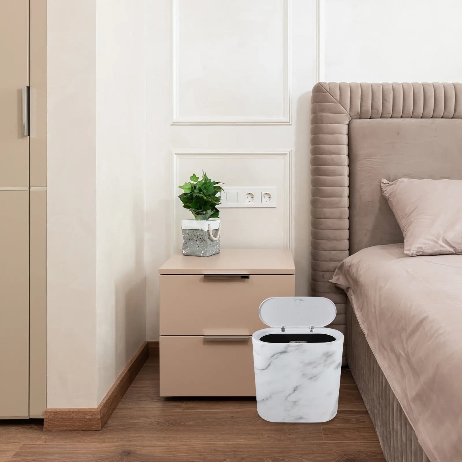 Cestino per Rifiuti Sottile in Plastica Effetto Marmo, Contenitore per Rifiuti Stretto per Bagno, Cucina, Camera da Letto, Ufficio, Bidone per la Raccolta Differenziata