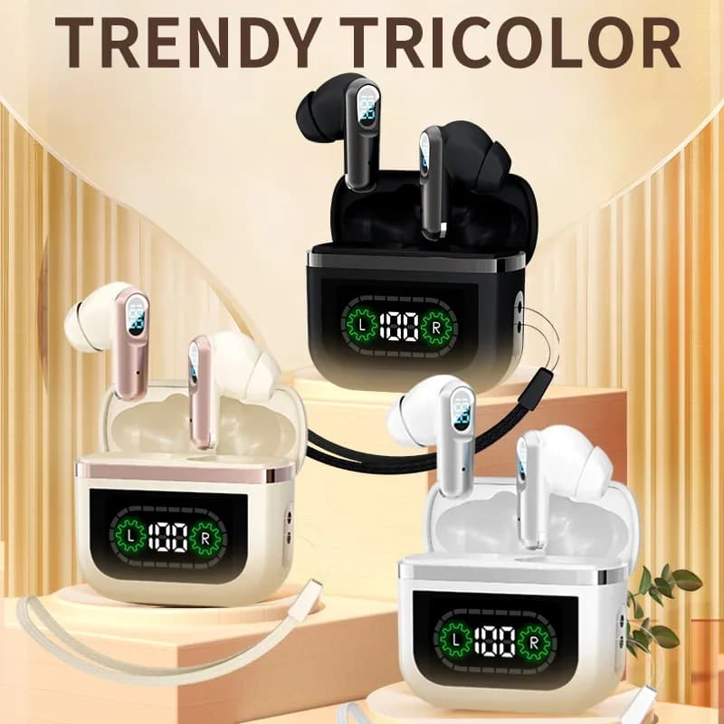 Soleeanre Wireless Headphones with Active Noise Cancellation, Auxiliary with LED Touch Screen for Music, Gaming and Sport